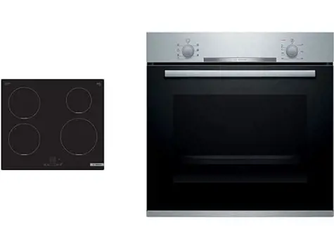 Bosch PUE611BB5E - Encimera inducción 60 cm, 4 zonas, negro & Serie 2 HBA510BR0 - Horno 60x60cm, A,