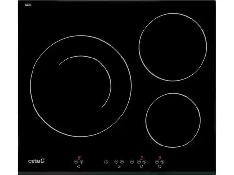 Cata Placa de Inducción IB 6030 BK: 3 Zonas de Cocción, 9 Niveles de Potencia, Ancho 59cm (Negro)