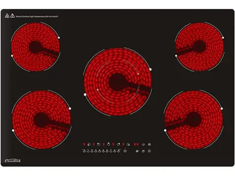 Vitrocerámica eléctrica de 77 cm, 5 fuegos, control táctil
