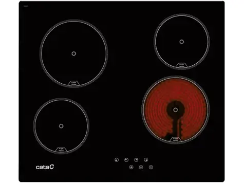 Cata Vitrocerámica TN 604/C: 4 Zonas High Light. Ancho 59 cm. Potencia 6kW. Color Negro.