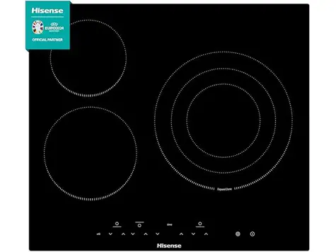 Hisense E6322C - Vitrocerámica 3 Zonas, Foco Gigante, Bloqueo Infantil