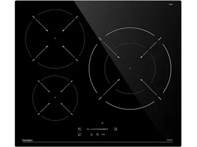 Placa de inducción 60 cm Hermitlux: 3 fuegos, 9 niveles de potencia, seguridad.