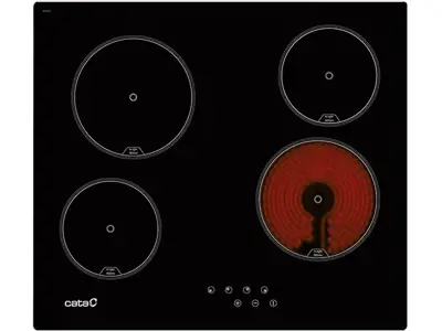 Cata Vitrocerámica TN 604/C: 4 Zonas High Light. Ancho 59 cm. Potencia 6kW. Color Negro.